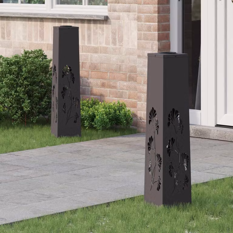 Set di 2 faretti LED solari vidaXL per sentieri e giardino, colore nero, con luce bianco caldo, H x L x P: 80 x 18 x 18 cm