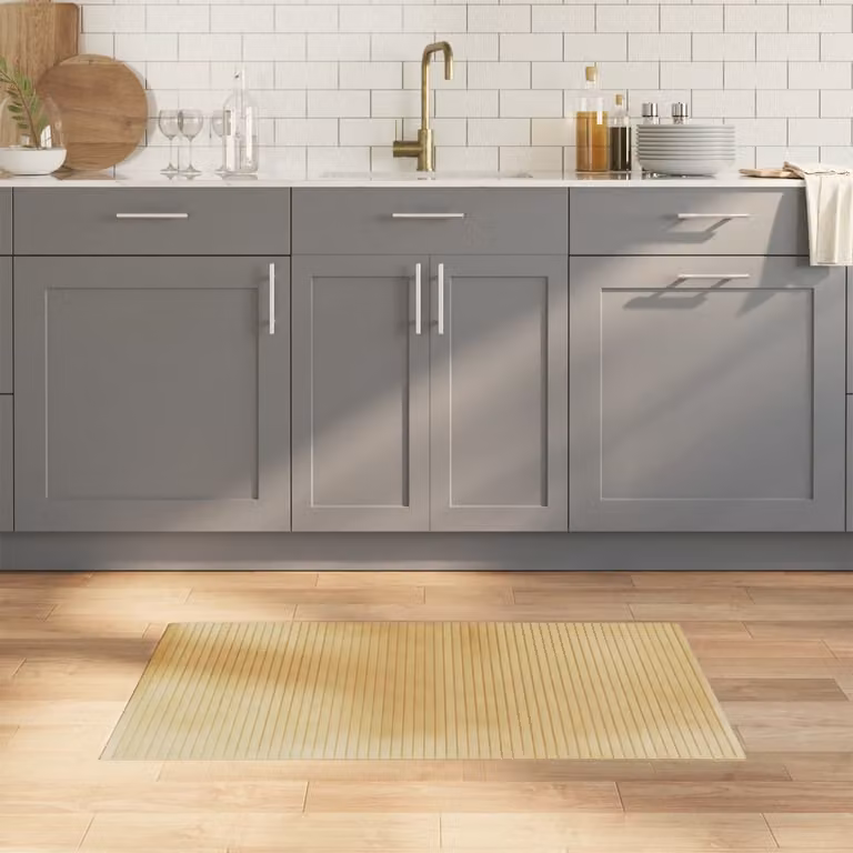 Tappeto rettangolare moderno vidaXL in bambù e polipropilene, colore beige, L: 60 cm, P: 100 cm