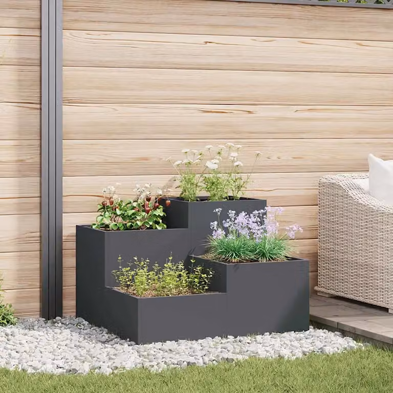 vidaXL Vaso da giardino in acciaio Antracite L/P/H: 100 x 100 x 60 cm