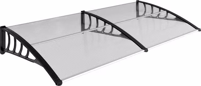 Tettoia moderna Outsunny in alluminio e policarbonato trasparente per balconi, finestre e porte, L 200 x P 96 x H 27 cm