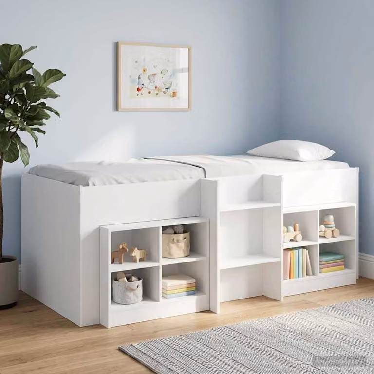 Letto alto singolo per bambini vidaXL in legno ingegnerizzato bianco, L/P/H: 200 x 90 x 111 cm