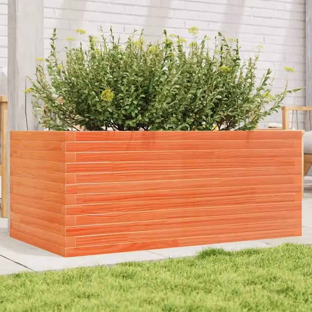 Fioriera da giardino rustica vidaXL in legno di pino massello color marrone L: 110 cm, P: 60 cm, H: 45,5 cm