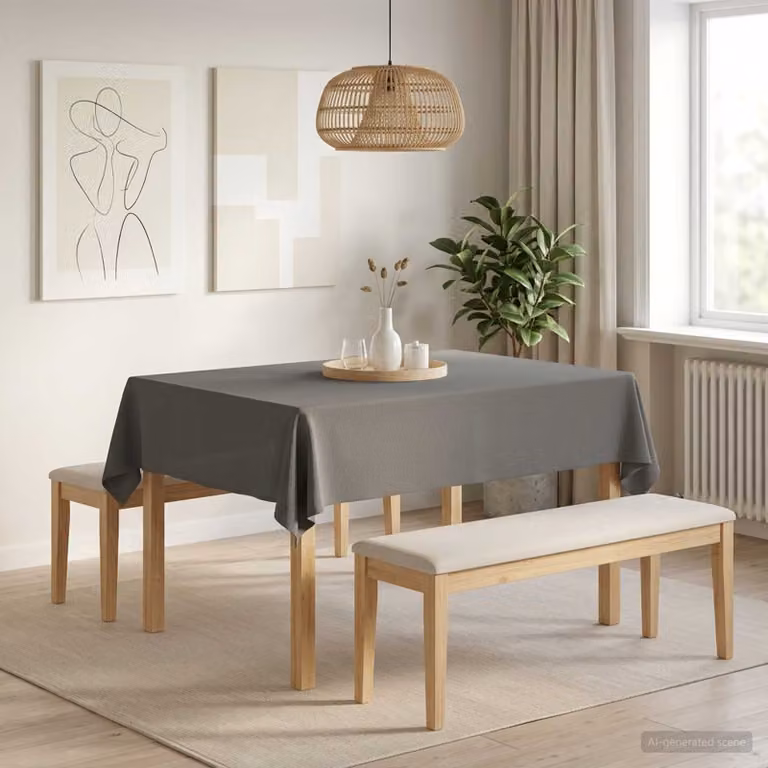 Set di 5 tovaglie rettangolari vidaXL in poliestere idrorepellenti e antimacchia, colore grigio chiaro, L: 110 cm x P: 140 cm