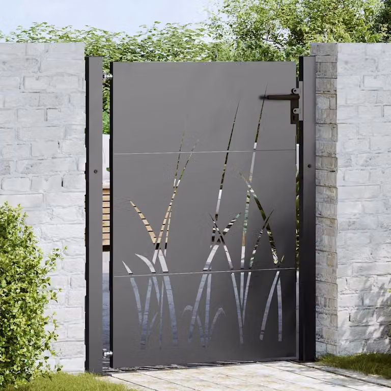 vidaXL Cancello da giardino in acciaio nero L: 110 cm, H: 130 cm
