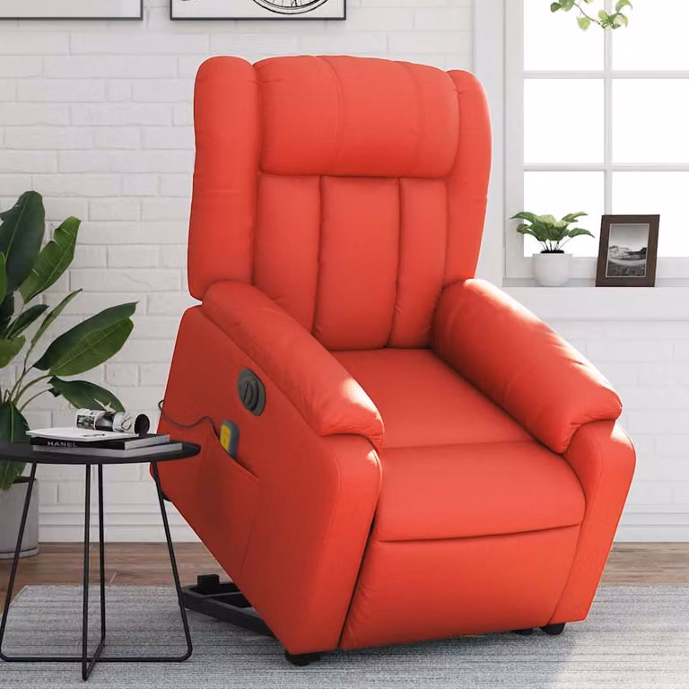 vidaXL Poltrona Alzapersona Elettrica Reclinabile in Similpelle Rossa con Braccioli per Senior