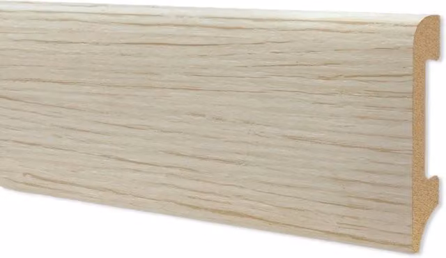 Battiscopa EqualWood HI-TEC in polimeri colore Rovere Sbiancato H: 7,5 mm, L: 75 mm