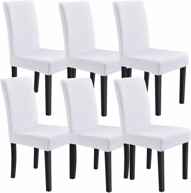 Set di 6 coprisedie elastici bianchi neu.haus lavabili in poliestere ed elastan per sedie da pranzo