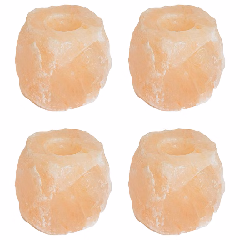 Set di 4 portacandele tealight in pietra di sale rosa vidaXL