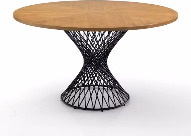 Tavolo rotondo moderno Oresteluchetta in finitura rovere e metallo, H 75 x Ø 137 cm