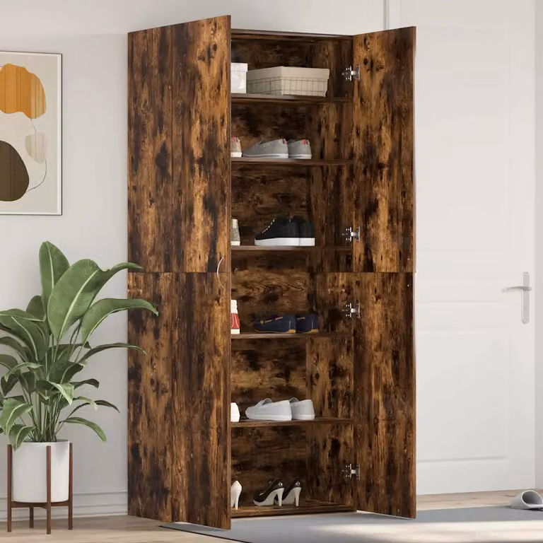 Mobile porta scarpe vidaXL in legno e MDF con ante a battente, L 80 cm x P 35,5 cm x H 180 cm, multicolore
