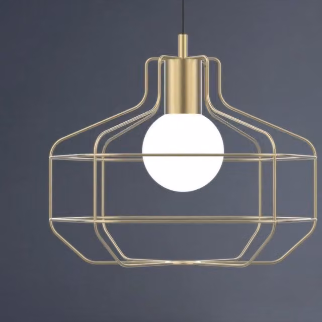 Lampadario Moderno Sospeso MILOOX in Metallo Oro con Paralume Bianco E27