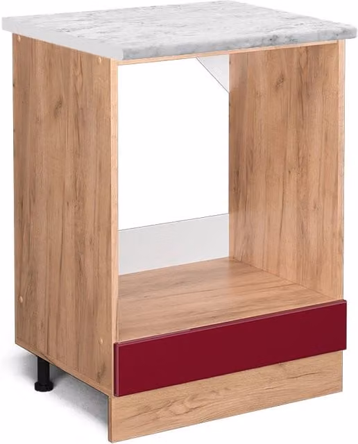 Mobile per forno da incasso Vicco R-Line Rosso lucido e Rovere dorato L: 60 cm, H: 81,6 cm