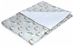 Coperta per carrozzina Baby Idea in jersey e mussola di cotone 100% con motivo unicorno rosa e bianco, L: 90 cm, P: 65 cm