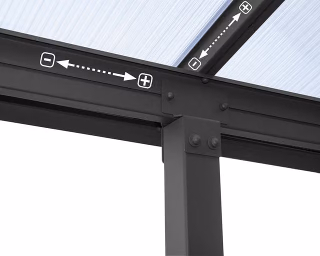 Pergola addossata Palram Olympia in alluminio e policarbonato grigio L: 3 m, P: 9,8 m