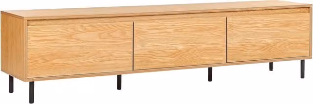 Mobile porta TV BELIANI in legno marrone e beige con gambe in metallo, design moderno minimalista, L 180 x P 40 x H 45 cm