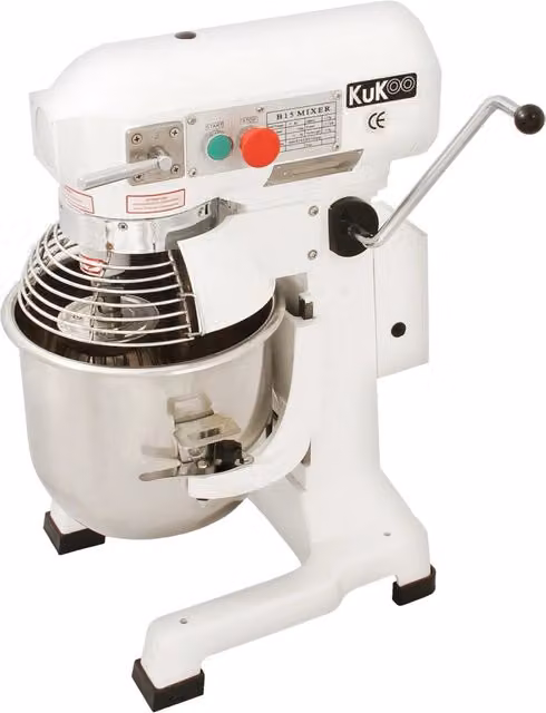 Robot da Cucina Multifunzione Monster Shop con Ciotola in Ghisa da 15 Litri, Uncino a Spirale, Frusta e Sbattitore, Colore Bianco