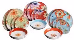 Servizio piatti Amica Flowers in ceramica multicolore da 18 pezzi