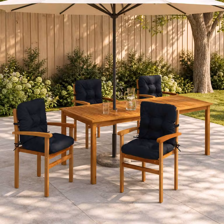 Set di 6 cuscini per sedia alta vidaXL VIANEN in poliestere, lavabili e resistenti ai raggi UV, disponibili in blu o nero