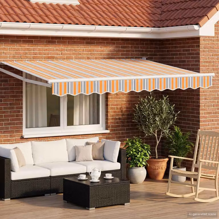 vidaXL Tenda retrattile manuale con LED in poliestere e acciaio, L: 350 cm, P: 250 cm