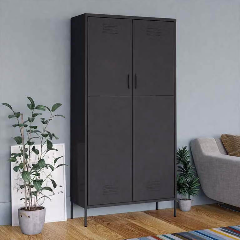Armadio in metallo vidaXL colore antracite con ante a battente, L: 90 cm, P: 50 cm, H: 180 cm