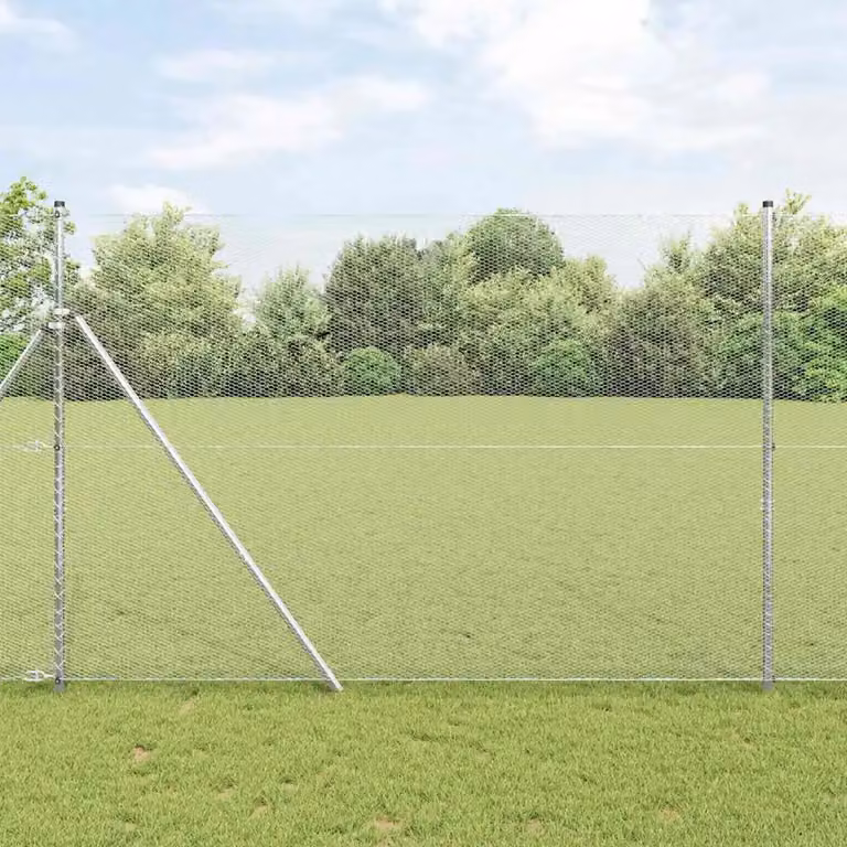 Palo della recinzione rotondo vidaXL in acciaio zincato Argento H: 150 cm, L: 50 cm