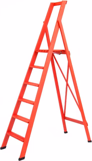 Scala Pieghevole in Legno a 6 Gradini GIORDANOSHOP Rossa H: 130 cm