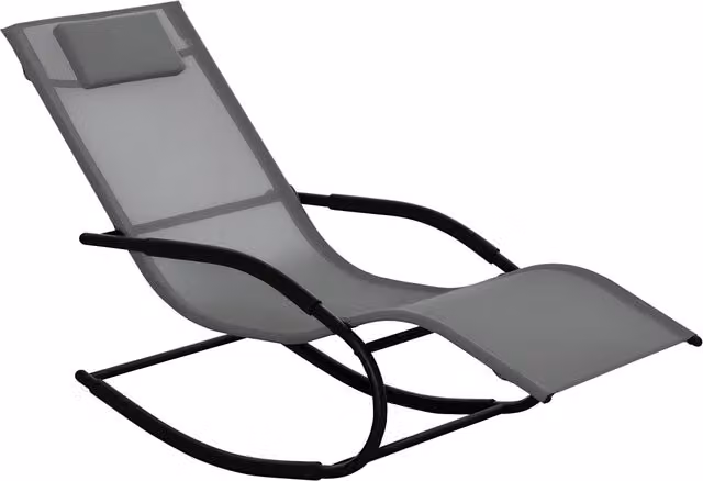 Sdraio a Dondolo Zero Gravity Outsunny Ergonomica in Metallo e Textilene Grigio L/P/H: 160 x 63 x 88 cm