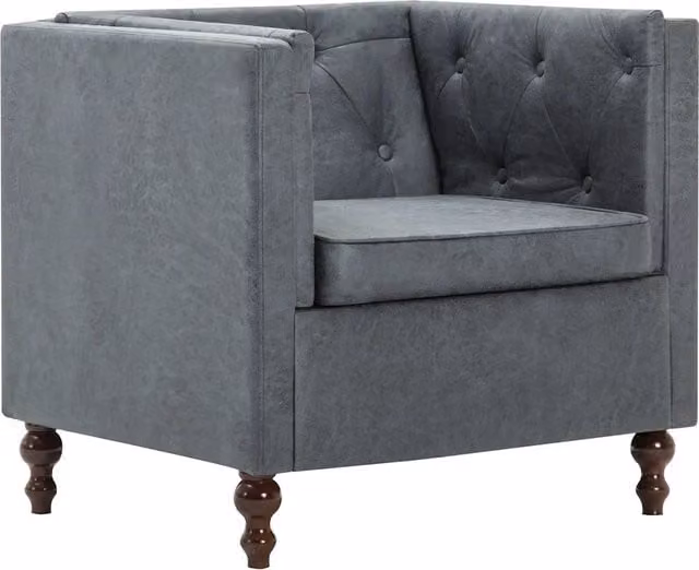 Poltrona Relax Recliner in Tessuto Grigio con Braccioli e Struttura in Legno Massello