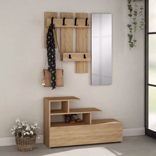 Effezeta Italia Mobile Ingresso Vesty Rovere Oak con Scarpiera e Specchio L: 100 cm, P: 30 cm, H: 122 cm