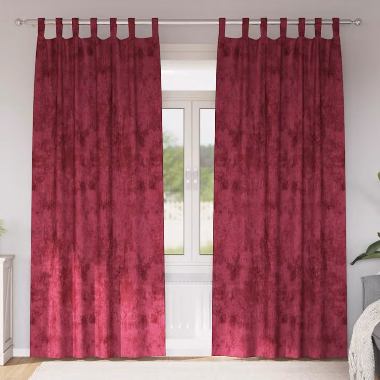 Set di 2 tende in velluto vidaXL color rosso vino, oscuranti e termoisolanti, H 245 x L 140 cm