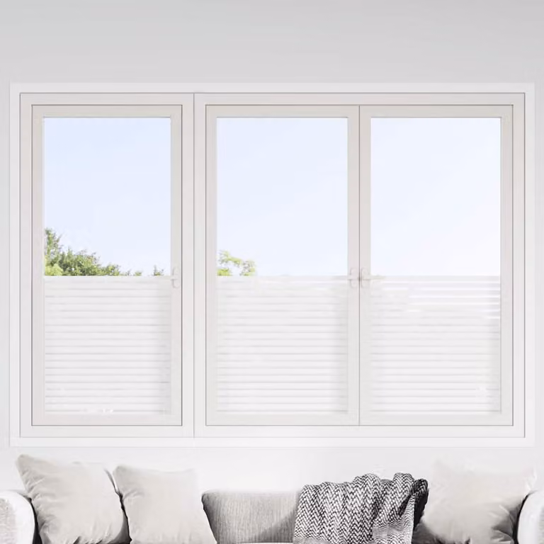Set di 2 pellicole adesive per finestre vidaXL in PVC bianco trasparente con motivo a righe e design minimalista