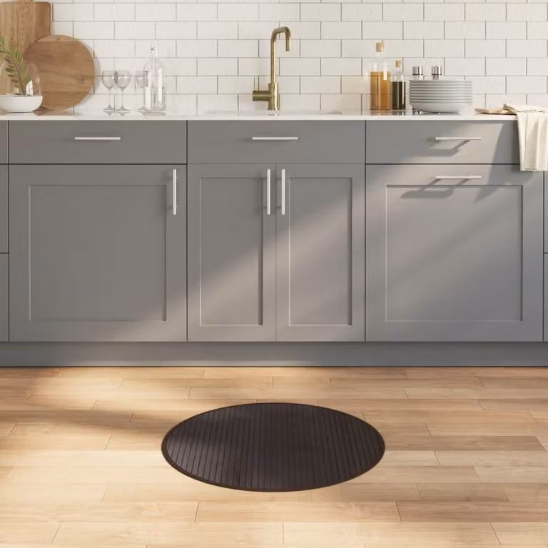 vidaXL Tappeto Rotondo Moderno in Bambù e Polipropilene Marrone Scuro Diametro: 60 cm