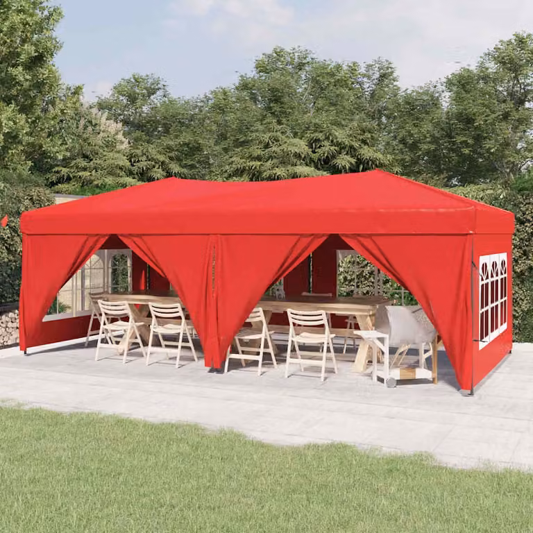vidaXL Tenda per Feste Pieghevole con Pareti Laterali con Finestre Rosso 3x6 m