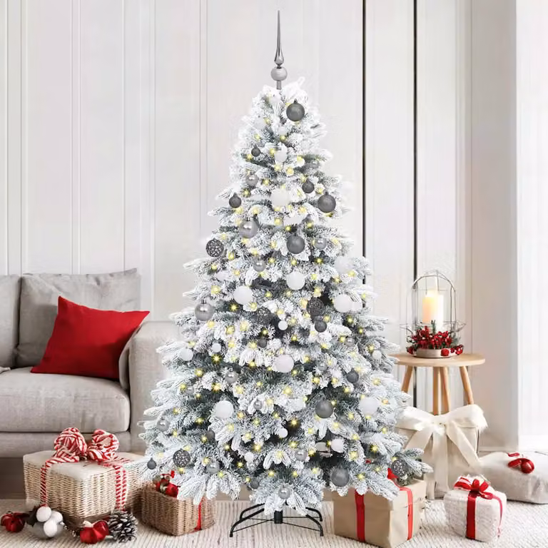 Albero di Natale artificiale bianco vidaXL con 300 LED bianco caldo, Altezza: 180 cm, in PE e PVC