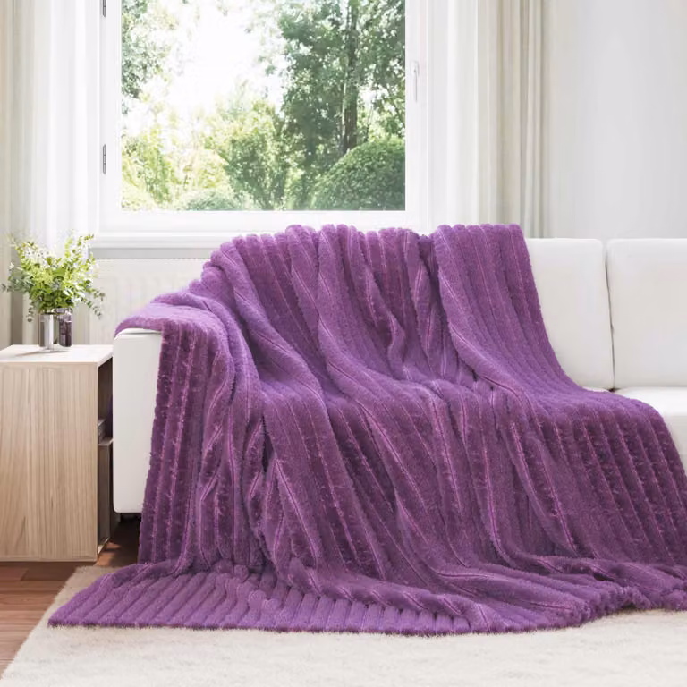 Set di 6 coperte in pile vidaXL viola L 240 cm x P 220 cm