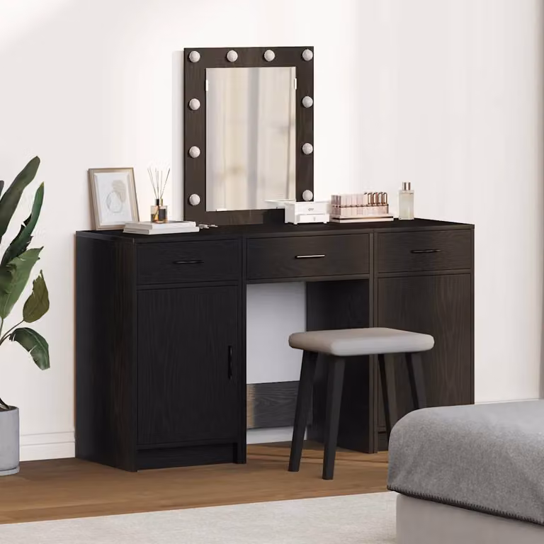 vidaXL Tavolo da Trucco Moderno Nero in MDF con Finitura Opaca L 50 cm, P 41 cm, H 135 cm