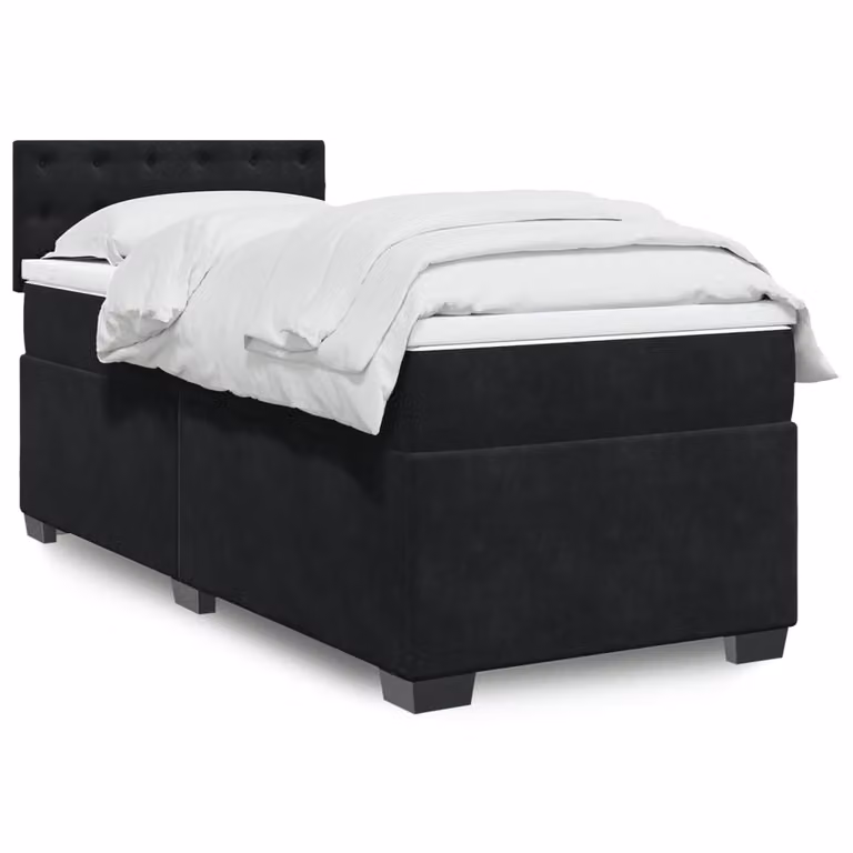 vidaXL Giroletto a Molle con Materasso in Velluto Nero L/P/H: 80 x 200 cm