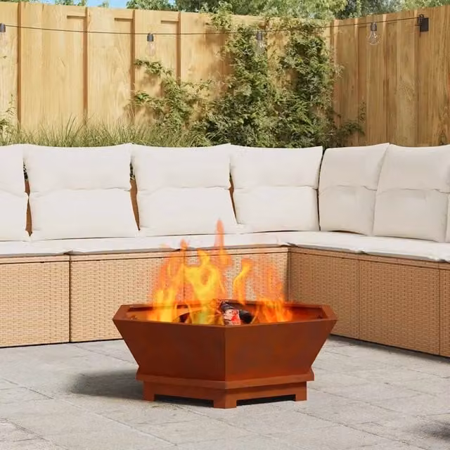 Braciere a legna vidaXL in acciaio corten marrone L: 75 cm, P: 75 cm, H: 28 cm