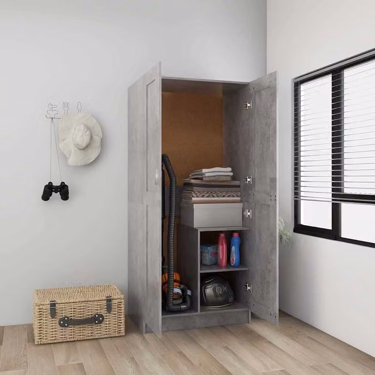 Armadio moderno vidaXL in legno multistrato e MDF, colore grigio cemento, L: 82,5 cm, P: 51,5 cm, H: 180 cm