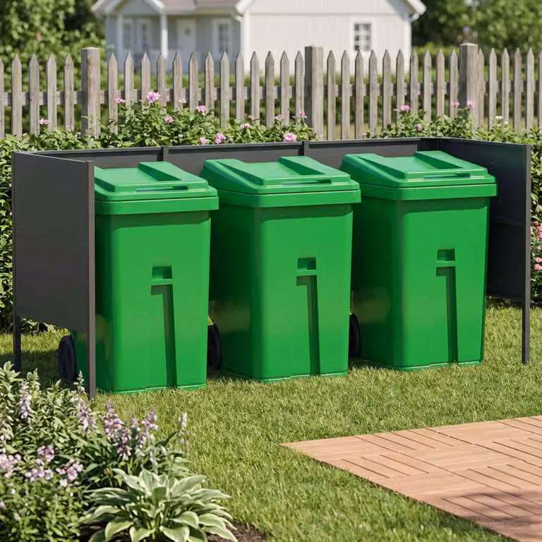 Paravento per bidoni della spazzatura vidaXL in acciaio colore antracite L: 249 cm, P: 85 cm, H: 113 cm
