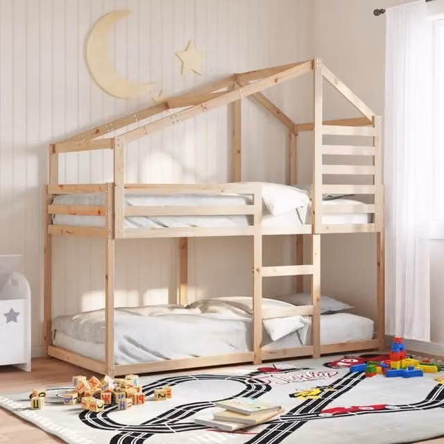 vidaXL Letto a Castello per Bambini in Legno di Pino Massello, L/P/H: 200 x 90 x 175,5 cm