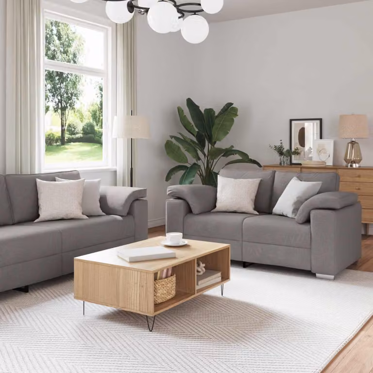 Set di divani vidaXL Talpa composto da 3 pezzi in tessuto misto lino beige o grigio per il tuo soggiorno