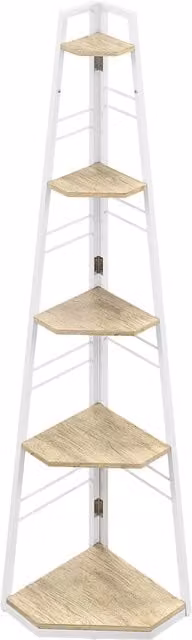 Libreria angolare HOMCOM a 5 ripiani con struttura in metallo e design moderno, disponibile in bianco o marrone