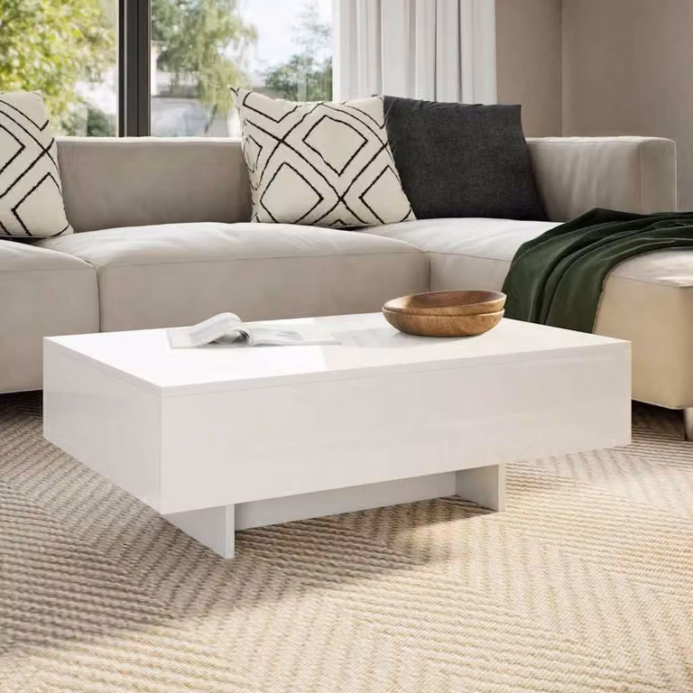 vidaXL Tavolino da Salotto Moderno Rettangolare Bianco Lucido