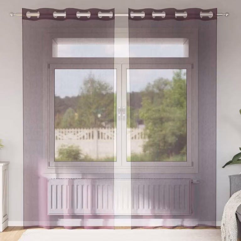 Set di 2 tende in voile semi-trasparenti vidaXL con occhielli, colore viola, L: 140 cm, H: 245 cm