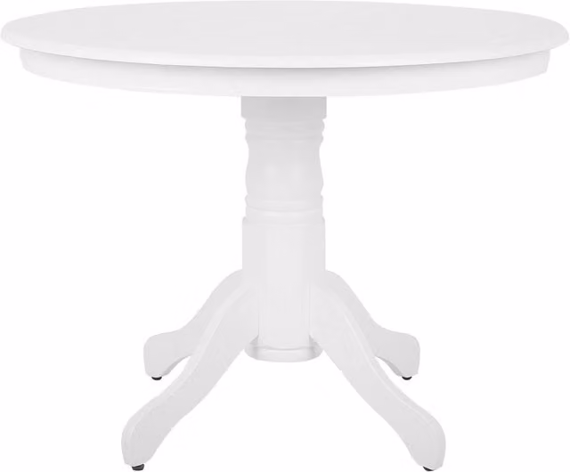 Tavolo da pranzo rotondo Beliani in legno di gomma bianco stile vintage Diametro: 100 cm, Altezza: 76 cm