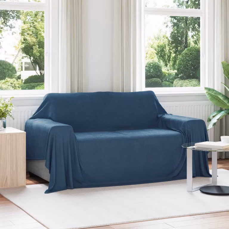 Coperta in pile blu vidaXL, morbida e facile da curare, L: 280 cm x P: 210 cm