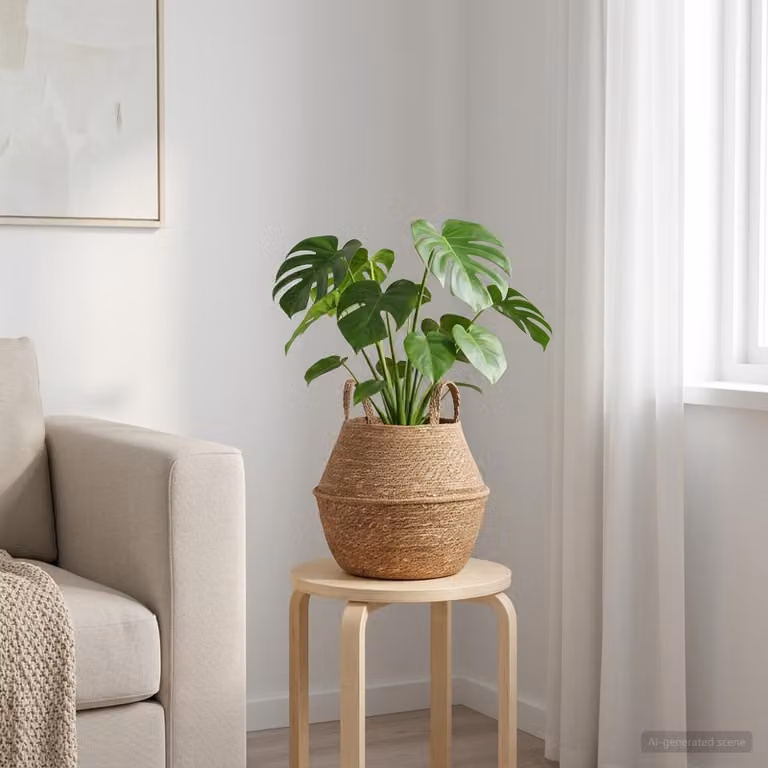 Vaso da fiori con manici vidaXL in erba marina color beige e marrone, Ø 22 cm x H 20 cm