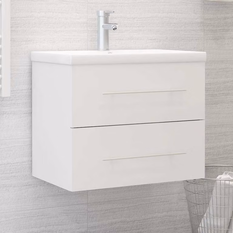 Mobile da bagno con lavandino integrato vidaXL bianco moderno in legno e MDF L: 60,0 cm, P: 38,5 cm, H: 48,0 cm