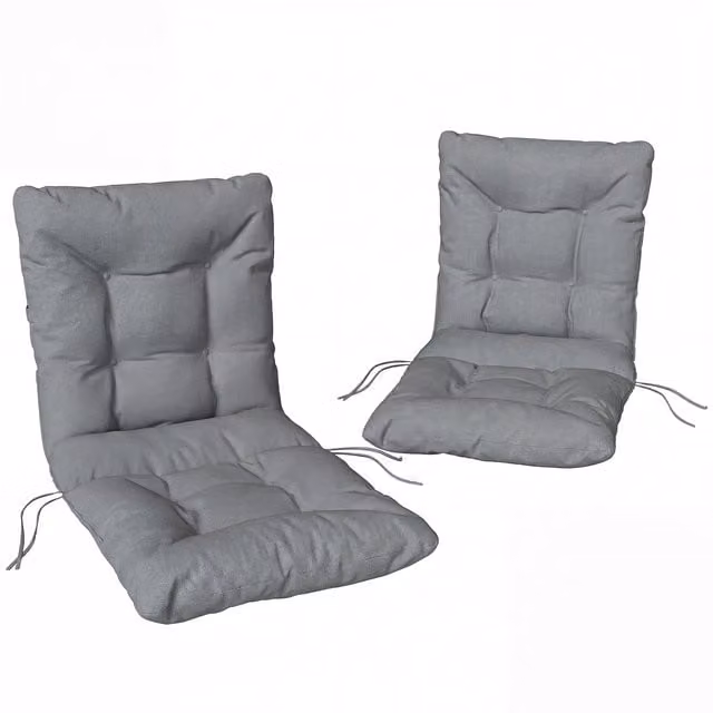Cuscino da esterno con schienale e cinghie Outsunny, imbottitura idrorepellente e traspirante, grigio chiaro